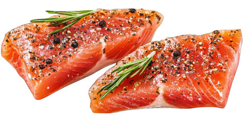 Two seasoned salmon fillets