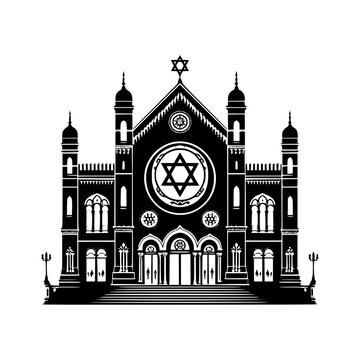 black synagogue building with star of david clip art preview