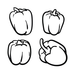 Bell pepper or paprika vegetable line art illustration for coloring book