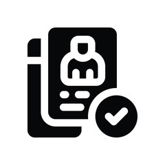 approved glyph icon. Strong and solid vector icon for websites, mobile interfaces, presentations, and visual branding. High quality and easy to edit.