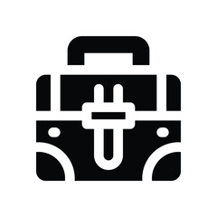 briefcase glyph icon. Strong and solid vector icon for websites, mobile interfaces, presentations, and visual branding. High quality and easy to edit.