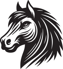 Majestic Horse Head Design, Strong and Graceful Equestrian Illustration