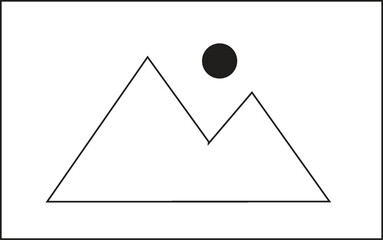 Minimal Image Placeholder Icon ,Simple image placeholder symbol featuring mountains and sun. Great for web templates, gallery previews, and design placeholders.
