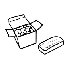Chalk and Eraser Cartoon Line Art Vector Concept	