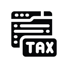 online tax glyph icon. Strong and solid vector icon for websites, mobile interfaces, presentations, and visual branding. High quality and easy to edit.