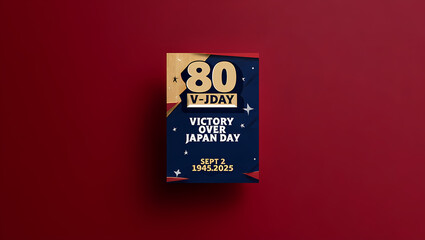 V-J Day 80th Anniversary Bold Typography Design with Victory Over Japan Day Commemoration, Generative AI