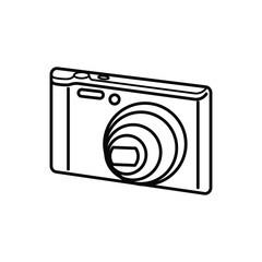 Colorful digital camera vector Line Art illustration 
