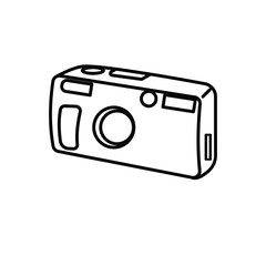 Camera Cartoon Vector Illustration Line Art Concept
