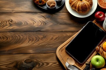 Flawless Image of Device with Copy Space of Table with Food