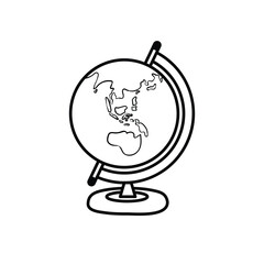 Globe Cartoon Vector Flat Illustration Line Art Concept 