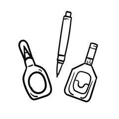 Pen Eraser Cartoon Vector Flat Illustration Line Art Concept 