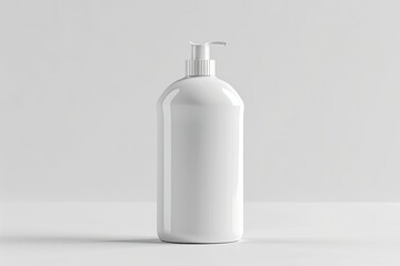 White Plastic Bottle Mockup Packaging for Shampoo, Gel or Cream Isolated on White, 3D Rendering