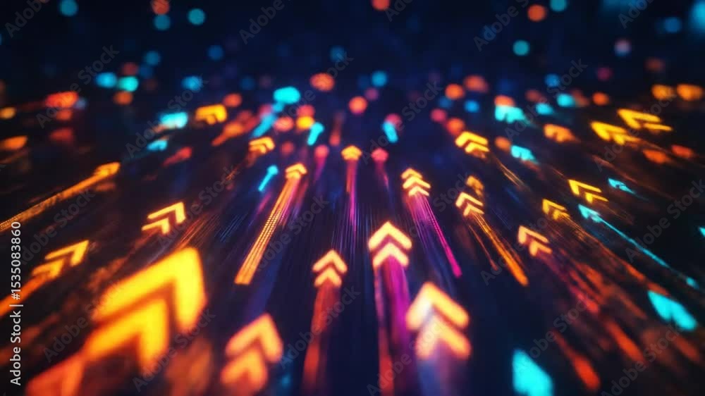 Poster abstract colorful arrows speeding up - modern technology and data flow concept