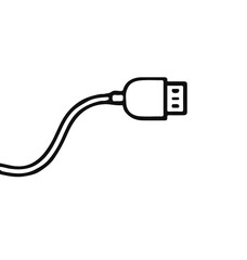 Illustration icon showing a HDMI cable connector with  pins. Represents digital connection, home entertainment, AV setup, tech hardware, and multimedia installation.