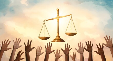 World Day for International Justice Drought Eradication Day Seeking Justice Hands Reaching for Equality and Fair Scales of Justice