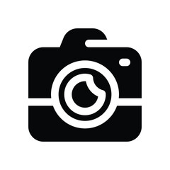 camera glyph icon. Strong and solid vector icon for websites, mobile interfaces, presentations, and visual branding. High quality and easy to edit.