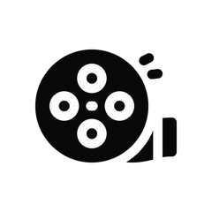 movie roll glyph icon. Strong and solid vector icon for websites, mobile interfaces, presentations, and visual branding. High quality and easy to edit.