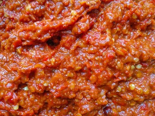 close up of chilli sauce in a pan