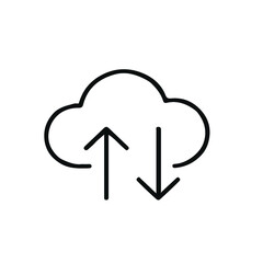Flat icon of a cloud with upload and download arrows, symbolizing cloud storage, online backup, data sync, cloud computing, and file sharing. Perfect for tech services, apps, data infrastructure.