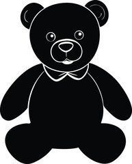 Black Teddy Bear Silhouette On White Background
