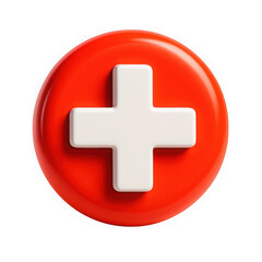 Obraz premium 3d icon of a glossy red medical cross isolated on transparent background