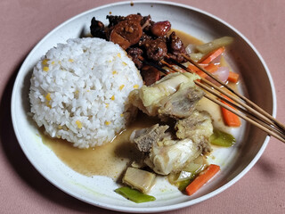 Goulash satay. Sate gulai is a traditional Indonesian culinary menu, curry satay cooked using...
