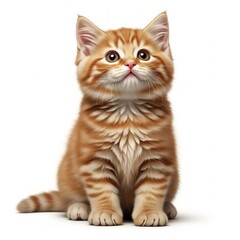 Obraz premium Cute Baby Kitten Looking Up – Isolated on White Background