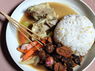 Goulash satay. Sate gulai is a traditional Indonesian culinary menu, curry satay cooked using...