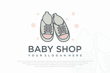 Baby Shoes Flat logo design , vector illustration