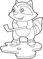 Racoon Ice hockey Ice hockey stick Animal Vector Graphic Art Illustration