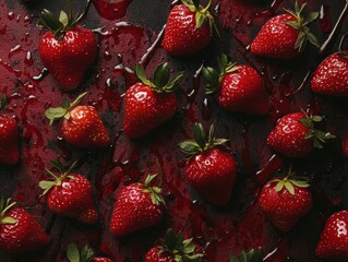 vibrant picture of closeup shot of fresh ripe strawberries