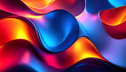 Colorful abstract waveforms with glowing effects in red, yellow, and blue tones, resembling light trails or energy fields in motion-generative AI