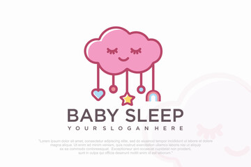 cute baby sleep for baby shop icon logo design . vector illustration