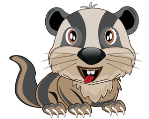 Animal badger in suit on white background is insulated