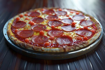 High Detail Image of a Pizza with Pepperoni on it