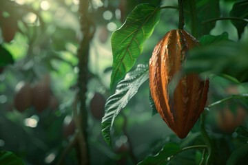 Vibrant Image of Cocoa Farm in Southern Bahia Brazil Cocoa Pod Fruit