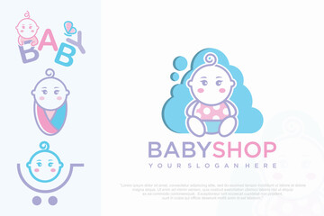 Child Care Logo symbol with baby vector illustration