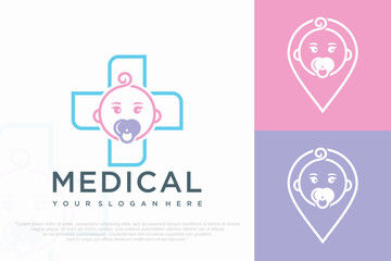 Child Care Logo symbol with baby vector illustration