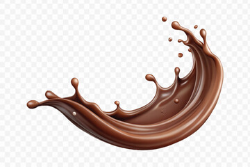 abstract 3d smooth liquid chocolate splash in different style isolated on transparent background