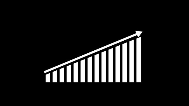 business graph with up arrow. Arrow rising on graph sale symbols. Graph chart showing increase in marketing sales profit. Business graph showing concept of success and profit.on black background 4k