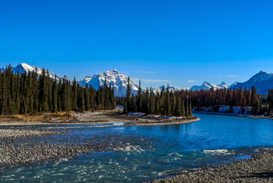 Route des glaciers entre le parc national de Jasper et de Banff au Canada