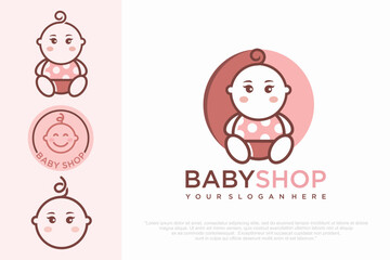 Child Care Logo symbol with baby vector illustration