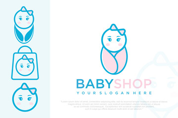 Child Care Logo symbol with baby vector illustration