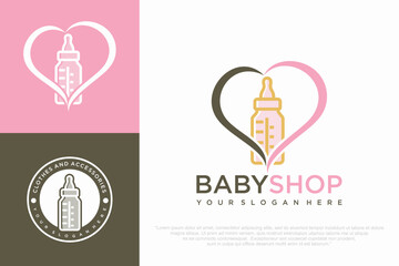 baby bottle logo design. vector illustration