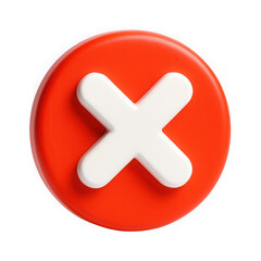 Fototapeta premium 3d icon of a glossy white cross on a red circle, isolated on white