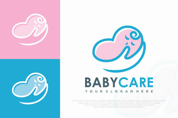 Child Care Logo symbol with baby vector illustration