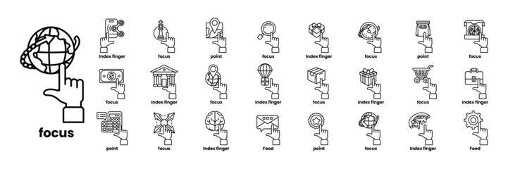 collection of icons for various things including a hand pointing
