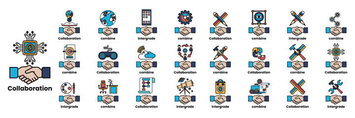 Fototapeta premium Set of illustrations in the concept of Hands of people checking hands and things in line art style