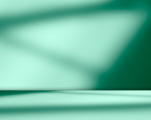 Green background light shadow leaves abstract nature on blur wall cement podium loft product,...