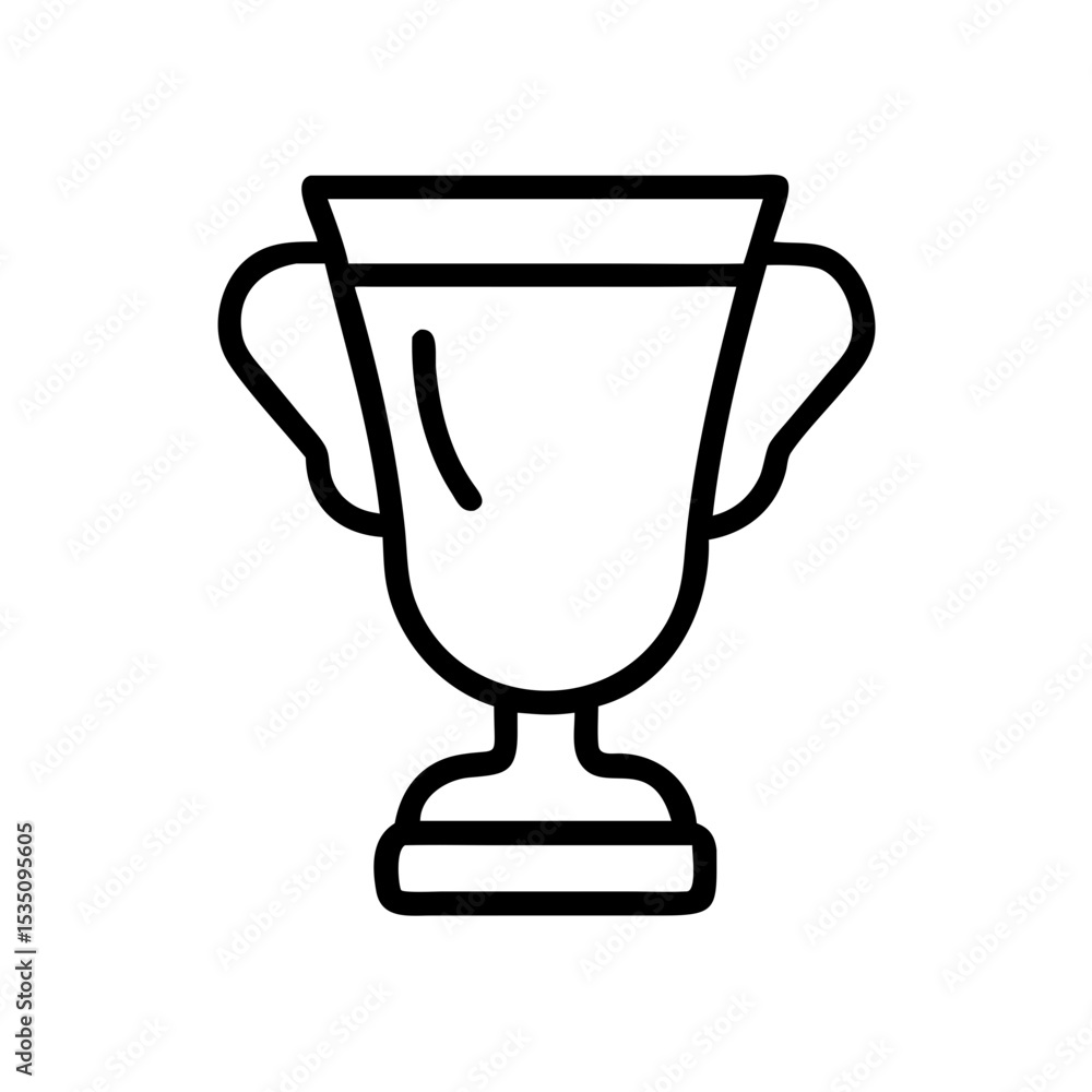 Poster simple line drawing of a trophy with handles and a base on a white background is displayed here